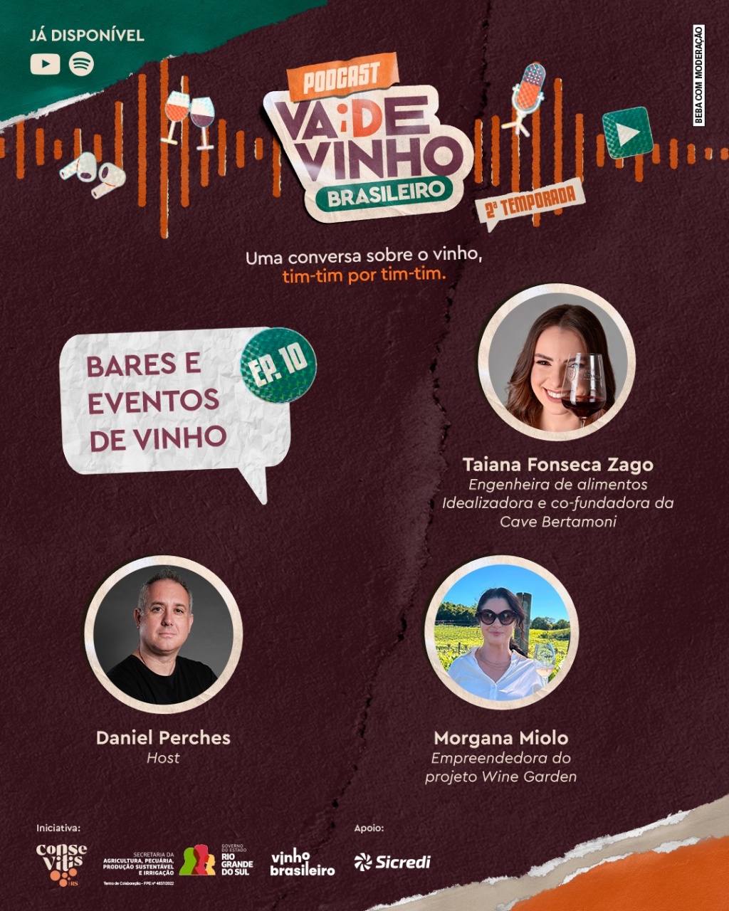 Podcast Vai de Vinho Brasileiro encerra segunda temporada com episódio sobre bares e eventos que levaram o vinho às ruas