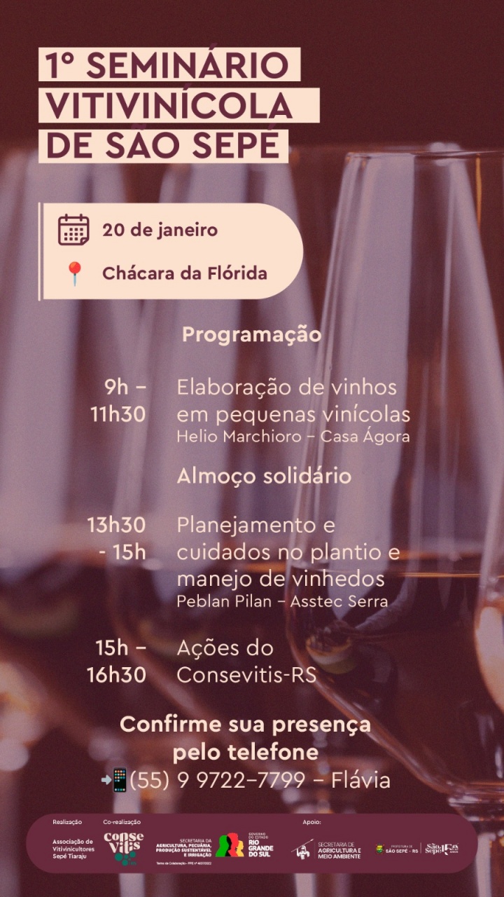 São Sepé recebe 1º Seminário Vitivinícola com foco em qualificação e desenvolvimento do setor