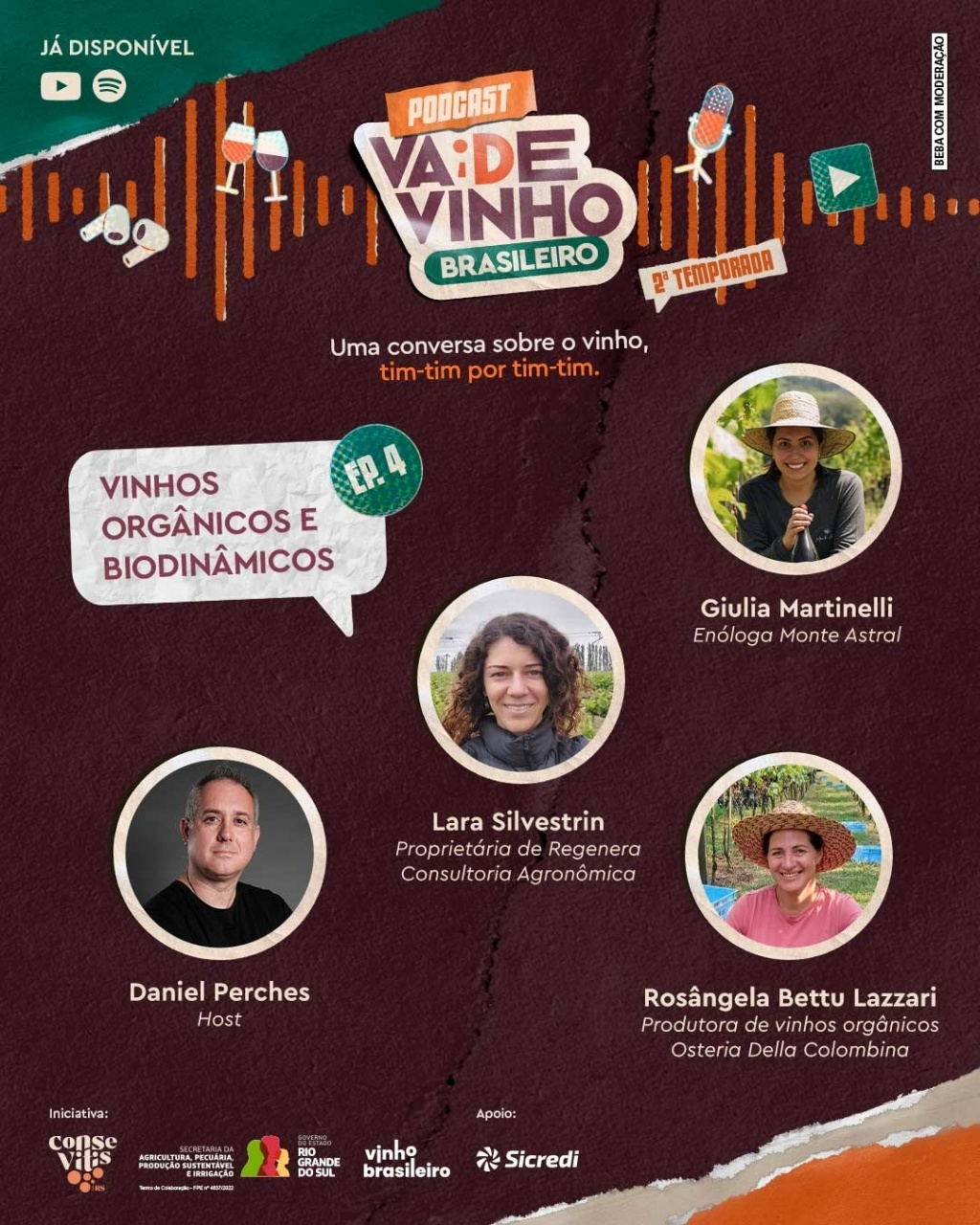 Vinhos orgânicos e biodinâmicos são tema do novo episódio do podcast Vai de Vinho Brasileiro