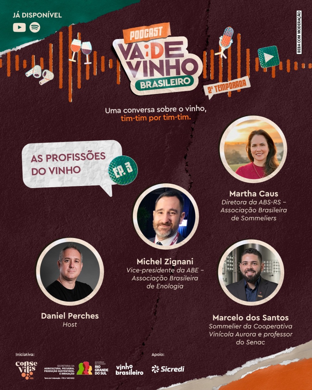 Podcast Vai de Vinho Brasileiro discute as profissões do vinho em novo episódio