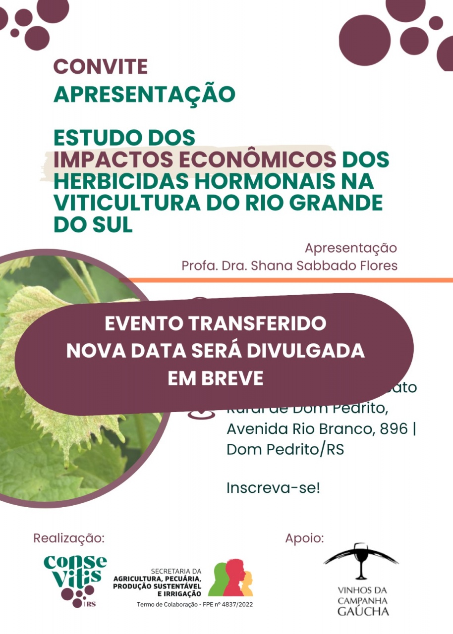 COMUNICADO- Apresentação de estudo sobre impactos dos herbicidas hormonais na viticultura gaúcha será remarcada